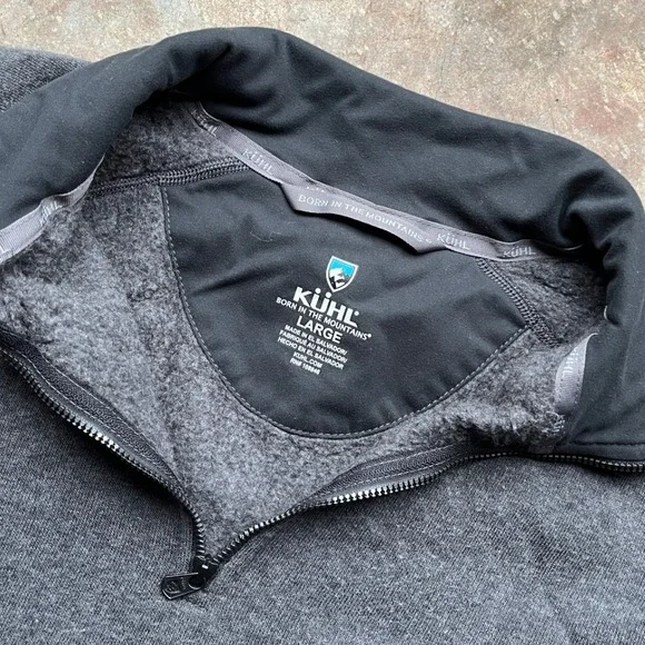 Kuhl Revel 1/4 Zip Fleece Pullover Mens Large Charcoal Gray 3007 Base Layer - Picture 2 of 8